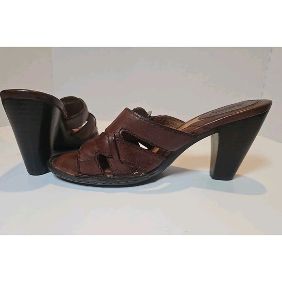 Born Slides Brown Leather Women Shoes Size 8 Medium - Picture 6 of 13